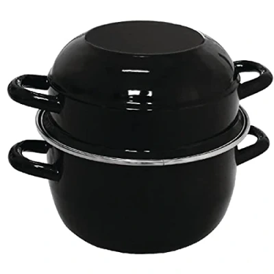 Image of Mussel Pot 1Kg 200mm Stainless Steel Black Stockpot Saucepan Cookware
