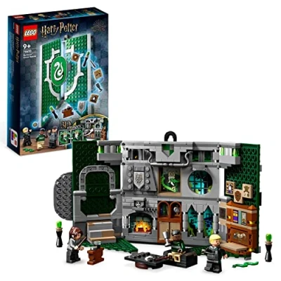 Image of LEGO 76410 Harry Potter Slytherin House Banner Set, Hogwarts Castle Common Room Toy or Wall Display, Collectible Travel with Draco Malfoy Minifigure