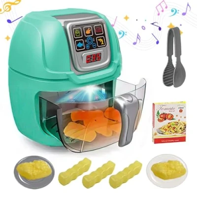 Image of Kids Kitchen Air Fryer Toy Set Realistic Light &amp; Sound Pretend Play Cooking for Boys Girls, Educational Role Toddlers Ages 3+ Xwin Sportseries