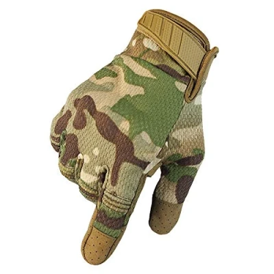 Image of Full Finger Touch Screen Contact Gloves Hard Knuckle Cycling Biking Paintball Airsoft (Dark Camo, Medium)