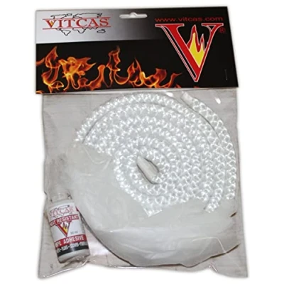 Image of VITCAS 6mm White Stove Rope Seal + Glue (KIT) High Temperature Adhesive Sealing Gasketing Fire Thermal with Protective Gloves