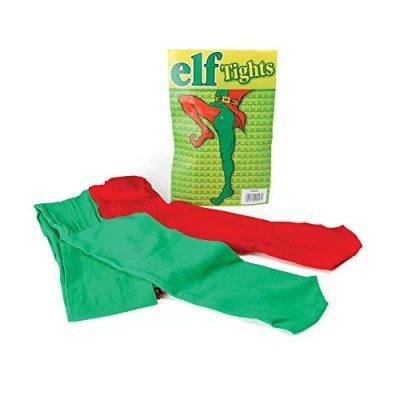 Image of Bristol Novelty BA043 Elf Tights Fancy Dress Accessory, Green/Red, One Size