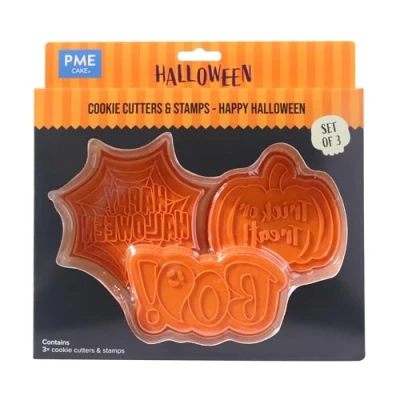 Image of PME Halloween Cookie Cutters &amp; Stamps, Happy (Set of 3)