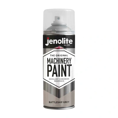 Image of JENOLITE Machinery &amp; Lawnmower Paint BATTLESHIP GREY Multi Surface Aerosol Corrosion Resistant For Long Lasting Finish 400ml