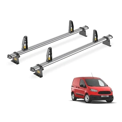 Image of Van Guard Trade Roof Rack for Ford Transit Courier (2014+) 2 Steel Bars &amp; Loadstops [Only Suitable Models with Twin Rear Doors] UltiBar SB313