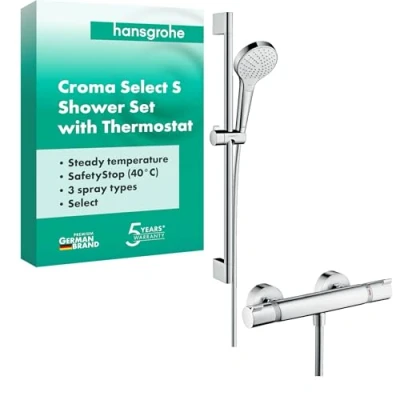 Image of hansgrohe Croma Select S shower system 110 Vario with Ecostat Comfort thermostatic mixer and rail 65 cm