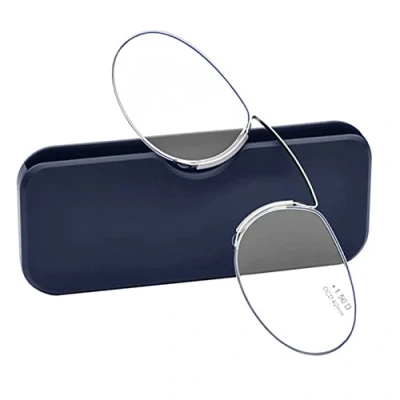 Image of MAQBE Men Women Clip On Nose Reading Glasses Resting Mini Portable Pince Nez Readers for and Women(blue,+3.50)