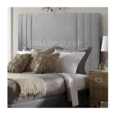 Image of Gallop Sleep Headboard for Divan Bed Rio 3 padded Turin fabric Bedroom Furniture (Silver, Double 4 FEET 6 INCHES, Height 24 INCHES)