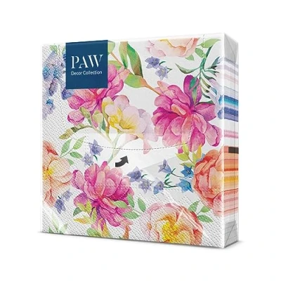 Image of PAW Napkins 3 Ply (33 x 33 cm) I 20 Pieces Perfect for Birthdays, Parties, Weddings, Communion and Celebrations Paper Colorful Peonies, Flowers Color: Orchid with Peony