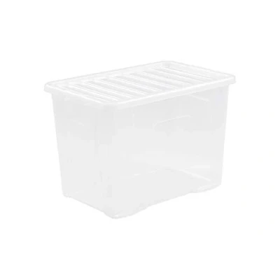 Image of VSL 5 x 80 Litre Plastic Storage Box Extra Large Container Black Lid Cheap