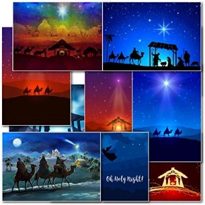 Image of doodlecards Pack of 20 Mixed Nativity Christmas Cards. Printed in UK, Premium Quality &amp; 100% Recyclable.