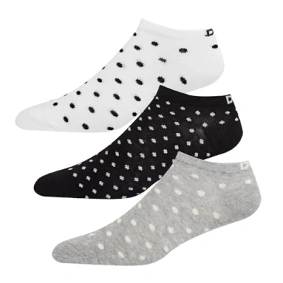 Image of DKNY Womens Vida Ankle Socks, 3pk Black/White/Grey Spot, 4 7 UK