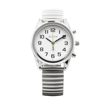 Image of Acctim &#039;Dunwich&#039; 35mm RC UK Talking Watch Silver Expanding Bracelet.