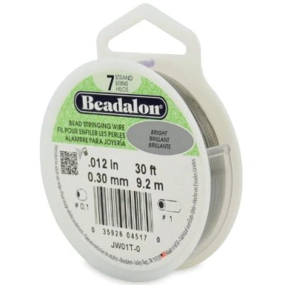 Image of Beadalon JW01 T 0 Bead Stringing Wire 7 Strand 0.012&quot; 30 ft (9.1 m) Bright, 012 in / 0.30 mm