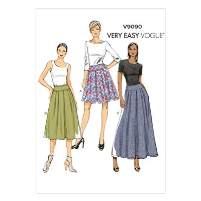Image of Vogue Patterns 9090, Misses Skirt,Sizes, Denim,Linen, Multi Colour, A5 (6 8 10 12 14)