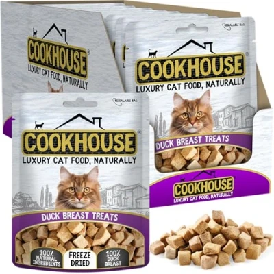 Image of COOKHOUSE 100% Duck Breast Freeze Dried Luxury Cat Treats 12 x 10g Bags Natural Grain Free High Protein Low Fat