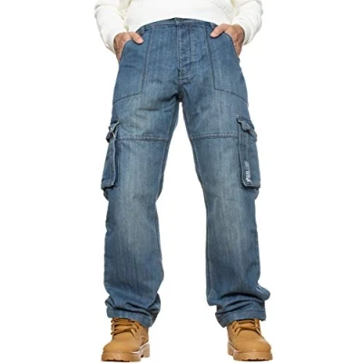 Image of BRAND KRUZE KZ118 Mens Combat Jeans MSW 48S Mid Stonewash