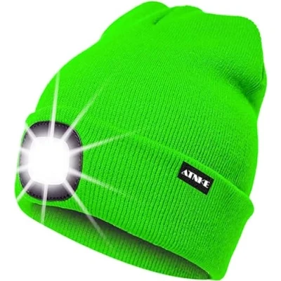 Image of ATNKE LED Lighted Beanie Cap,USB Rechargeable Running Hat Ultra Bright 4 Waterproof Light Winter Warm Gifts for Men and Women/Fluorescent Green
