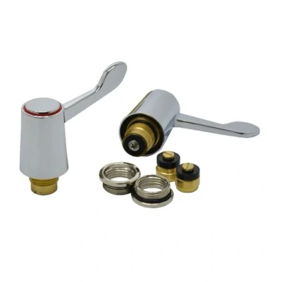 Image of Plumbright Pair of 1/2&quot; Lever Basin and Sink Replacement Tap Heads Chrome 787149