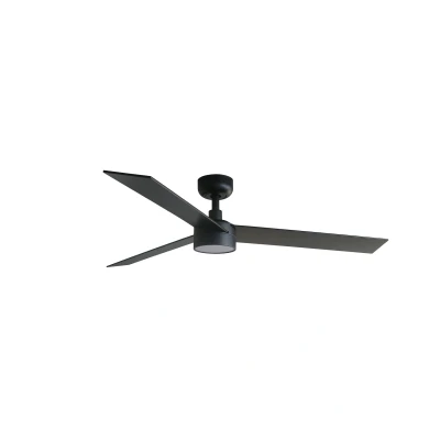 Image of Rudder Large 3 Blade Ceiling Fan Matt Black, Walnut with Light 2700 4000 6500K Wiz Smart System