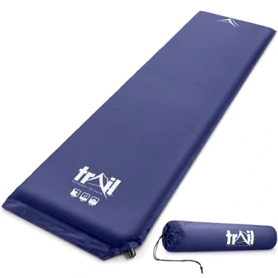 Image of Trail Self Inflating Camping Mat 5cm Thick Single Inflatable Mattress And Bag Blue