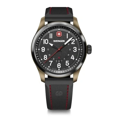 Image of Wenger Men&#039;s Watch Terragraph Analog Quarz, Ø 43 mm, Swiss Made, Waterproof to 100 m, Leather Strap, 01.0541.125
