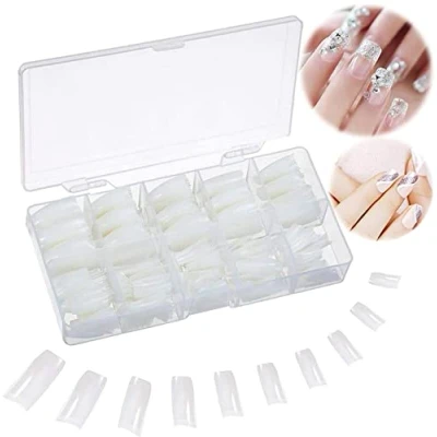 Image of False Nails Tips 500 Pieces Oval French UV Gel Acrylic Fake Art with Box for Women Girls(10 Sizes, Natural Color)