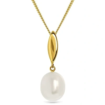 Image of Miore Necklace Pendant Women Freshwater Pearl Chain Yellow Gold 9 Kt / 375 45 cm