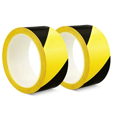 Image of ALBOYI Hazard Tape Black and Yellow 2 Roll, 48mmx20m Safety Warning Tapes Self Adhesive, Caution for Floor Marking Barrier