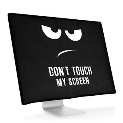 Image of kwmobile Computer monitor Cover Compatible with 27 28&quot; Don&#039;t Touch My Screen White/Black