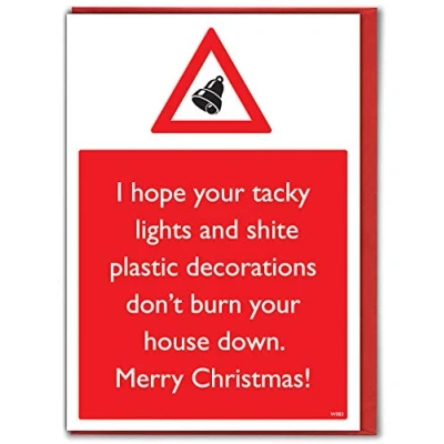 Image of Brainbox Candy Rude Christmas Cards &#039;Panic Buy Present&#039; Funny Hilarious Insulting Xmas Perfect for Friends Him Her Men Women Non Traditional
