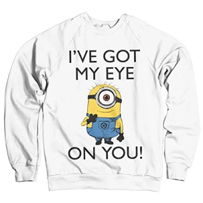 Image of MINIONS Officially Licensed I Got My Eye On You Sweatshirt (White), M