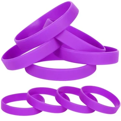 Image of LVNRIDS 25 pieces Silicone Elastic Wristbands Sport Bracelet Blank Rubber Wristband Party Bracelets for School Office Purple