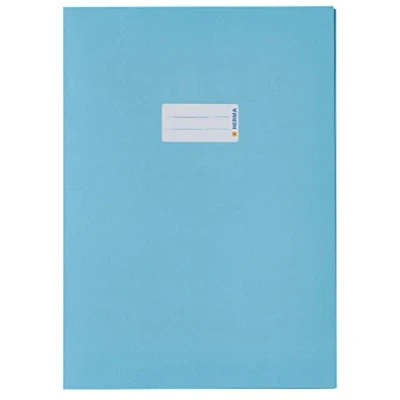 Image of HERMA 7066 Paper Notebook Covers DIN A4 with Labelling Field Made from Strong Recycled and Rich Colours Set of 10 Exercise Book for School Books Light Blue