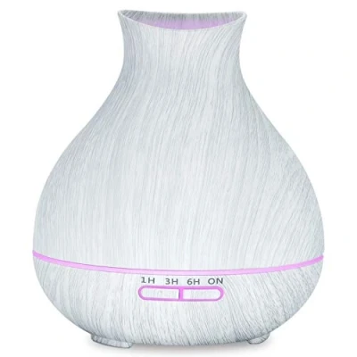 Image of 550ml Essential Oil Diffuser, Aromatherapy Wood Grain Aroma Diffusers with Timer Cool Mist Humidifier for Large Room, Home, Baby Bedroom, Waterless Auto Shut off, 7 Colors Changing Lights (White)