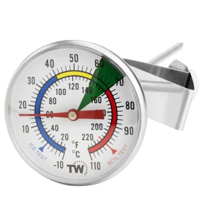 Image of Milk Thermometer for Coffee with 175 mm Stainless Steel Probe Clip Professional Barista Temperature Frothing Machine Accessories