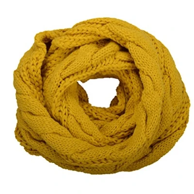 Image of NEOSAN Womens Thick Ribbed Knit Winter Infinity Circle Loop Scarf, Twist Mustard