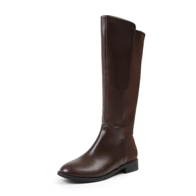 Image of Fashion Thirsty Womens Over The Knee Thigh High Stretch Pull On Low Flat Heel Boots Ladies Stretchy Gusset Riding Winter Outdoors Comfort Extra Wide Calf Boot Shoes
