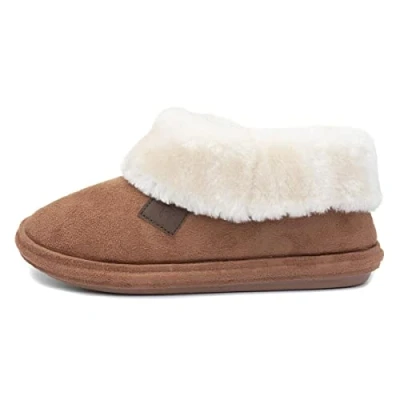 Image of Jo &amp; Joe Chiltern Cognac Textile Womens Slippers Standard Fit 8 UK