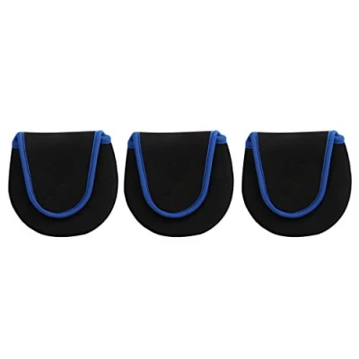 Image of Inzopo 3 x Neoprene Spinning Protective Case Fly Fishing Reel Pouch Cover Storage Bag Black Tackle Tool