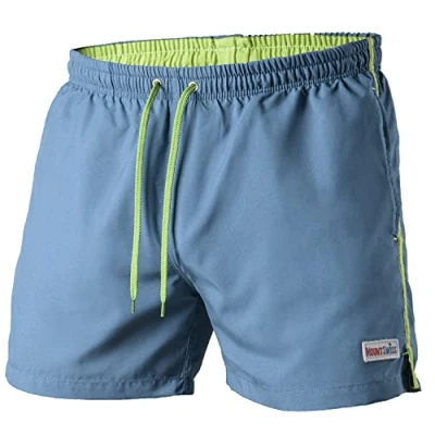 Image of Mount Swiss Dario Men&#039;s Swimming Trunks with Side Pockets and Back Pocket, Fashionable Shorts, Swimming, Leisure, Water Sports, Comfortable Shorts in Many Colours, Sizes S 6XL, denim,
