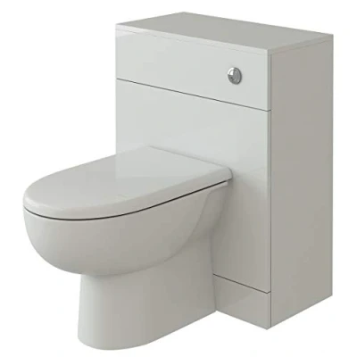 Image of VeeBath Linx 600x330 WC and Back to Wall Toilet, Ceramic D Shape Soft Close Toilet Seat, Concealed Cistern for Bathroom Gloss White