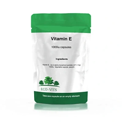 Image of Natural Vitamin E 1000IU High Strength 60 Vegetarian Capsules Absorption