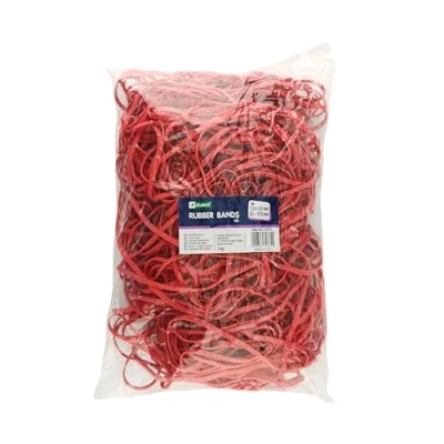 Image of D.RECT Rubber Bands 1 kg Bag 140 mm Diameter Wide 4 Ring for Household, Work, Office Reusable Durable Stable Red