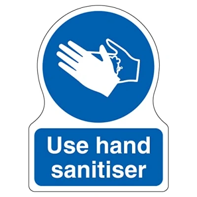 Image of V Safety Shaped Sign Use Hand Sanitiser 150X200 1MM Rigid Plastic