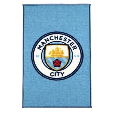 Image of Manchester City FC Official Football Crest Rug (One Size) (Multicoloured)