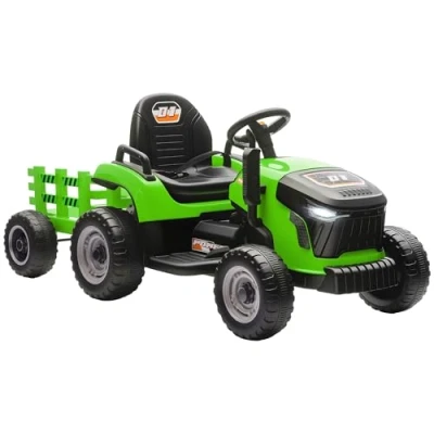 Image of Ride on Tractor and Trailer, 12V Electric Tractor, Green Aiyaplay