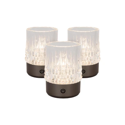Image of Lily Rechargeable Table lamp Battery pack Ø8cm LED Dim to warm 2700K/3000K Gun Metal Set of 3