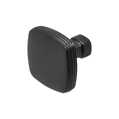 Image of Decoranddecor Zinnia Rounded Square Cabinet Knobs Contemporary Design 35mm Solid Zinc (Matt Black)