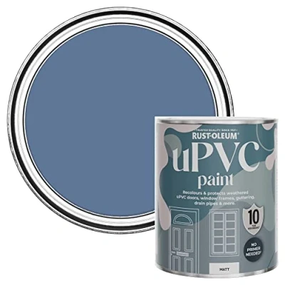 Image of Rust Oleum Blue uPVC Door and Window Paint in Matt Finish River 750ml